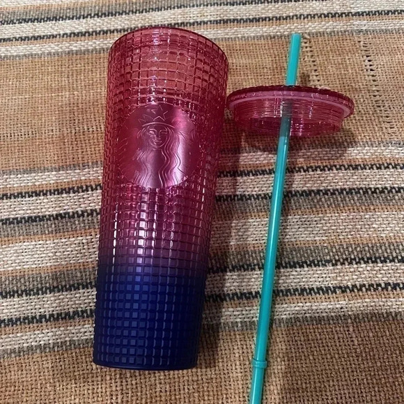 Watermelon Pink Blue Ombré with green straw Starbucks Venti Tumbler New with Tag - Picture 6 of 7